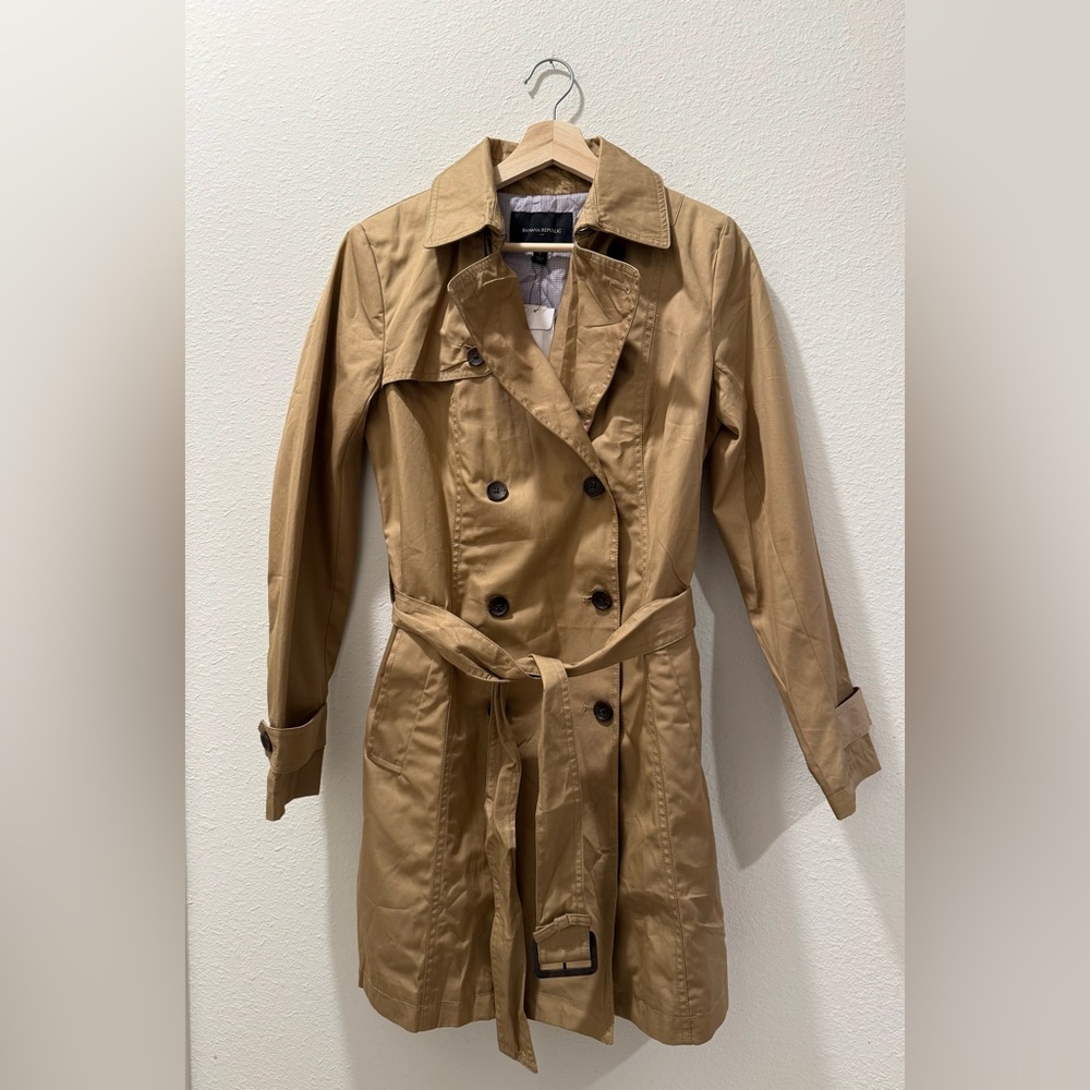 Banana Republic Khaki Double-Breasted Trench Coat